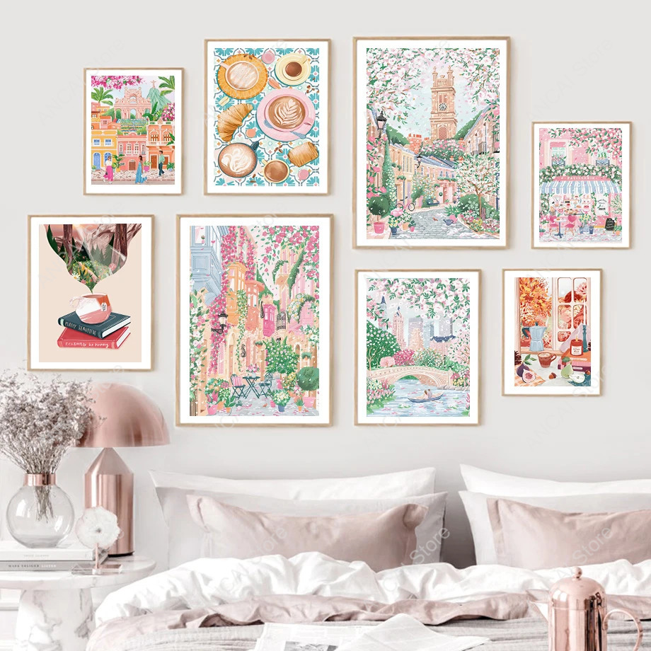 Commercial Wall Printing - Café de rue animée, thé de