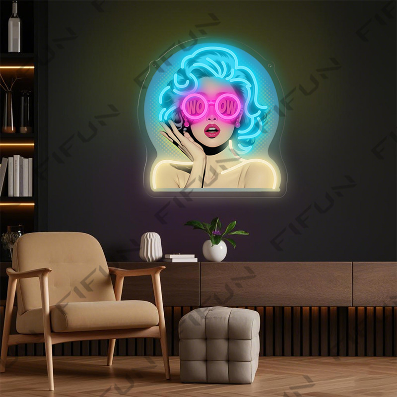 Enseigne néon WOW Curl Girl, a - Commercial Wall Printing avis et prix