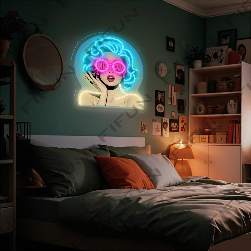 Enseigne néon WOW Curl Girl, a - Commercial Wall Printing avis et prix